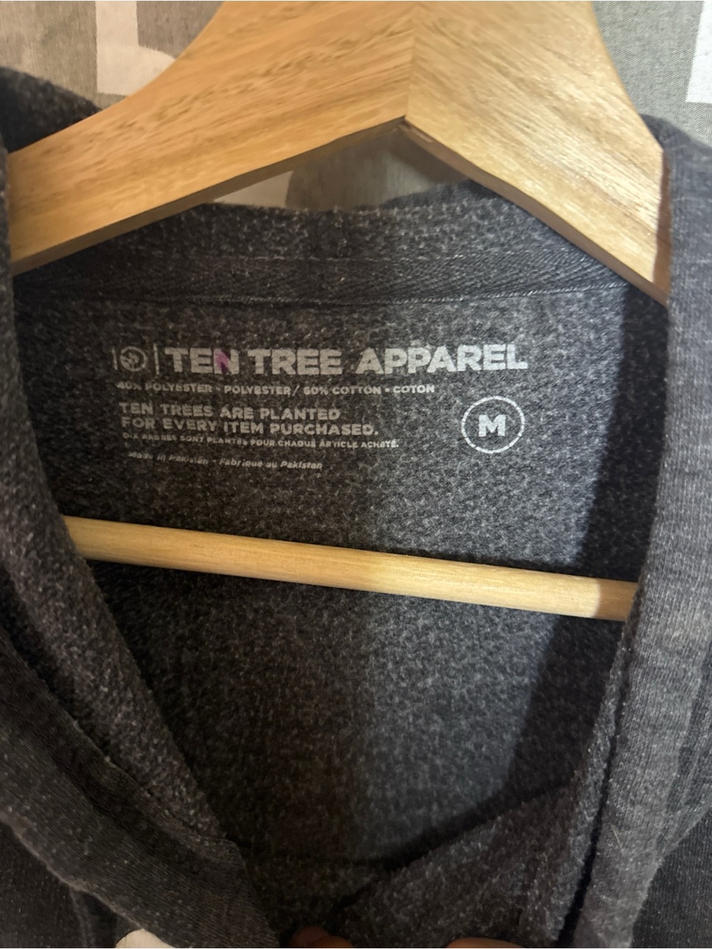 Tentree Dark Grey Camo Tree Logo Hoodie Pullover Medium Flawed - Picture 2 of 7